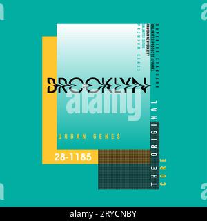 tee graphic Brooklyn urban genes core typography geometrical poster  t shirt print graphic design vector Stock Vector