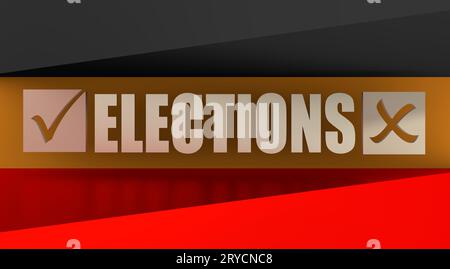 Elections text with check mark on germany flag background Stock Photo