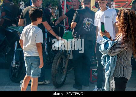 1st Alpedrete biker concentration 'AD PETRUM' Where motorcycles, music concerts and people enjoying the biker atmosphere have been seen. Stock Photo