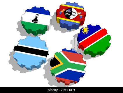 Southern African Customs Union members national flags Stock Photo