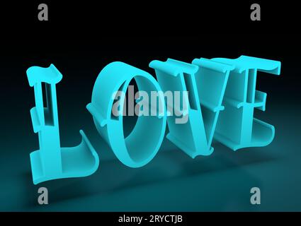 San Valentine card. Neon shine LOVE word in 3D effect Stock Photo