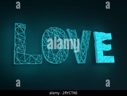 San Valentine card. Neon shine LOVE word in 3D effect Stock Photo