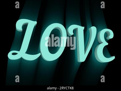 San Valentine card. Neon shine LOVE word in 3D effect Stock Photo