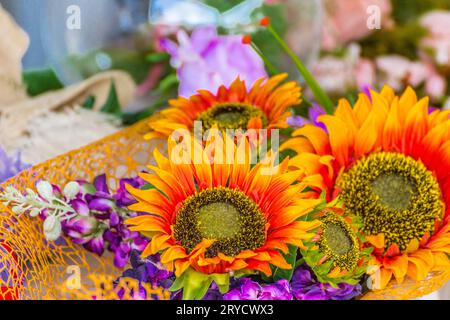 Artificial flowers arrangement Stock Photo