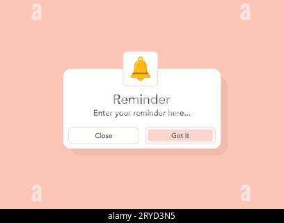 Reminder notifications page with alert bell icon in flat style. Event notice message vector illustration on isolated background. Announcement notice s Stock Vector