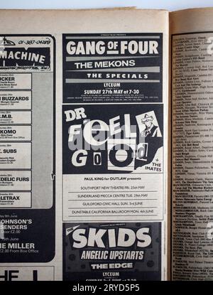 Advert for Concerts in 1970s issue of NME New Musical Express Music Paper Stock Photo