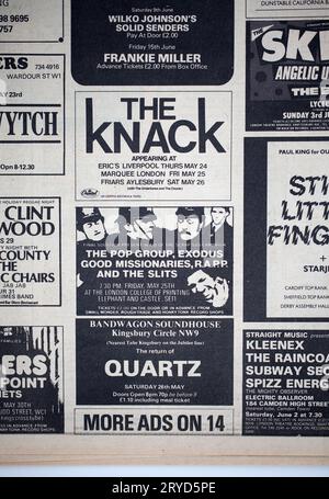 Advert for concerts in 1970s issue of NME New Musical Express Music Paper Stock Photo