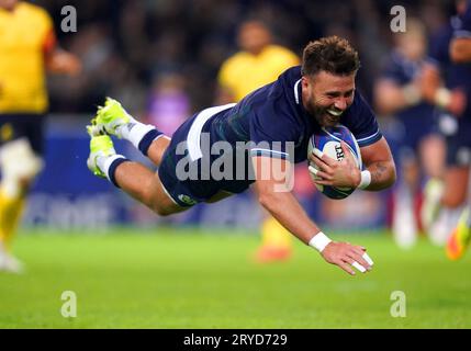 Scotland's Ali Price scores their side's second try during the Rugby ...