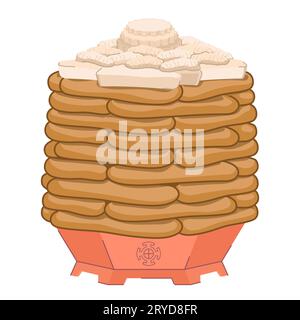 The traditional dish for celebrating the Mongolian New Year - Tsagaan Sar. The cake consists of layers of cakes - Ul Boov and curd drying - Aruul, sta Stock Photo