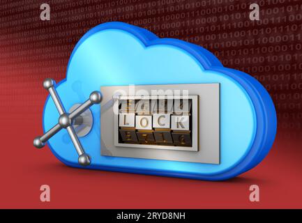 Cloud with a combination lock Stock Photo