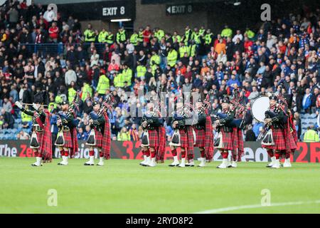 30 Sept 23. Glasgow, UK. Rangers FC play Aberdeen FC at Ibrox Stadium, in their 4th match in 10 days. Rangers need the 3 points to remain near the top of the league, but the first team is depleted because a number of players are injured and are unavailable for play. Credit: Findlay/Alamy Live News Stock Photo