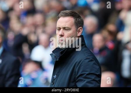 30 Sept 23. Glasgow, UK. Rangers FC play Aberdeen FC at Ibrox Stadium, in their 4th match in 10 days. Rangers need the 3 points to remain near the top of the league, but the first team is depleted because a number of players are injured and are unavailable for play. Credit: Findlay/Alamy Live News Stock Photo