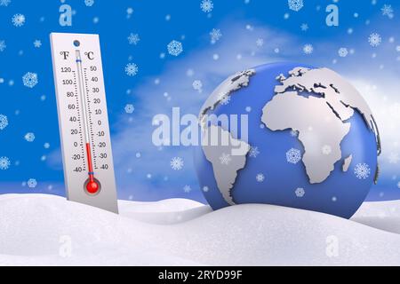 Thermometer and globe Stock Photo