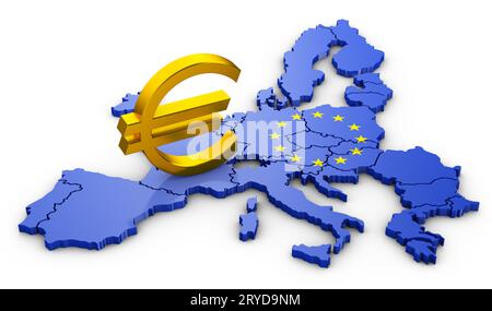 Euro sign on map Stock Photo