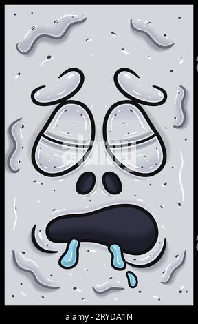 Sleepy Expression of White Ghost Face Expression Character Cartoon. Wallpaper, Cover, Label and Packaging Design. Vector Illustration Stock Vector