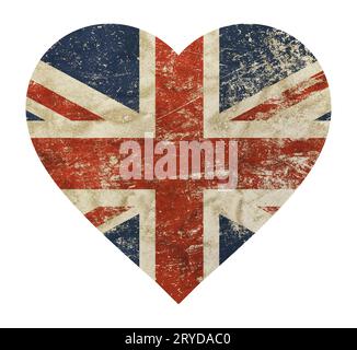 Heart shaped grunge vintage UK Great Britain flag Stock Photo