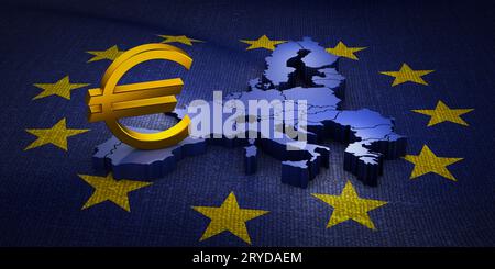 Sign  Euro on the  map Stock Photo