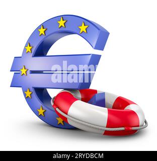 Euro sign and  lifebuoy Stock Photo