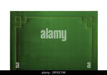 Green soft velvet bed headboard isolated on white Stock Photo