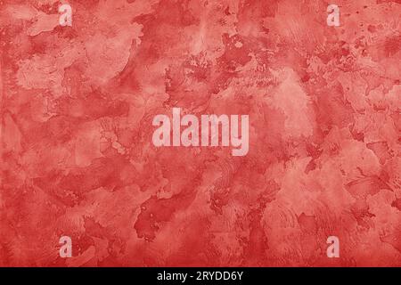 Grunge red painted plaster wall background Stock Photo