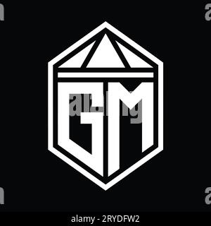 Gm monogram logo with shield shape design template