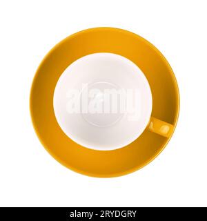 Empty yellow coffee or tea  cup isolated on white Stock Photo