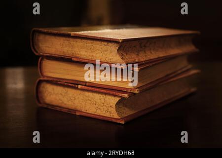 Stack of old vintage hardcover books Stock Photo