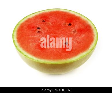 Close up half of red watermelon cut on white Stock Photo