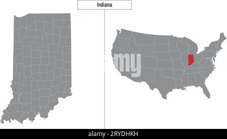 Simple Indianamap Indiana, United States. Simple vector map. State shape. Solid Regions ...