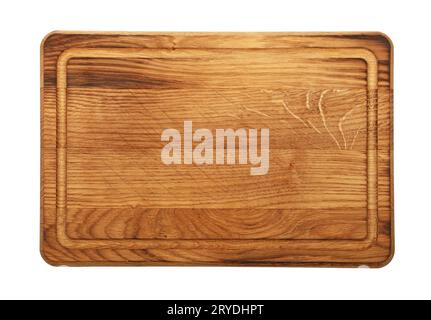 Dark oak wood cutting board isolated on white Stock Photo