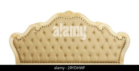 Beige leather bed headboard isolated on white Stock Photo