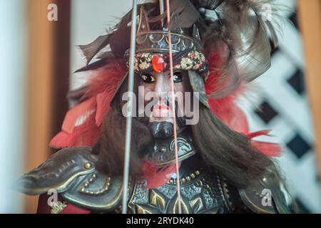 Badajoz, Spain - April 20th, 2019: Sicilian puppet displayed on travel agency as souvenir from Italy Stock Photo