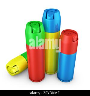 Color spray cans Stock Photo