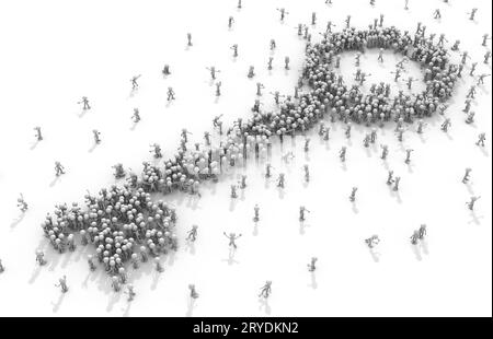 Crowd of people in form of a key Stock Photo