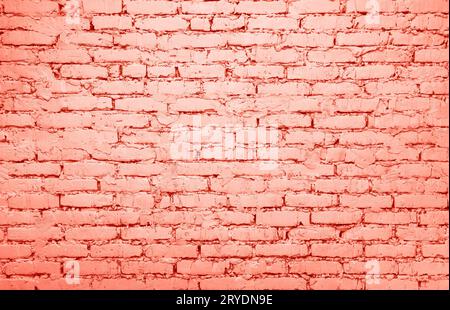 Coral pink toned brick wall background texture Stock Photo