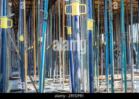 Metallic Struts in building structure under construction Stock Photo