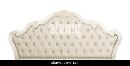 Beige leather bed headboard isolated on white Stock Photo