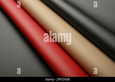 Background of black, red and beige white leather Stock Photo