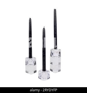 luxury design glass candle holders set isolated on white Stock Photo