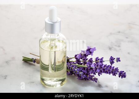 Lavender essential oil Stock Photo