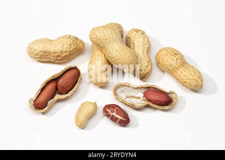 Dried peanuts isolated on white background Stock Photo