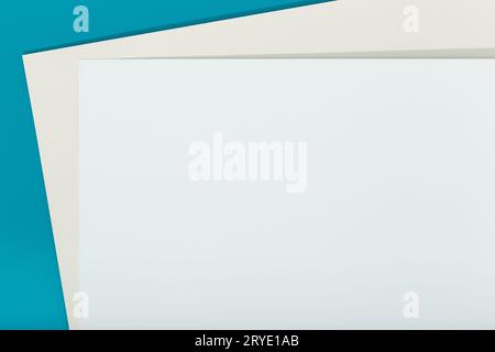 Abstract blue and beige color paper geometry composition background Stock Photo