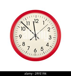 Red wall clock face isolated on white Stock Photo