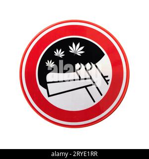 No marijuana smoking sign over white Stock Photo