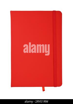 Red leather cover notebook isolated on white Stock Photo