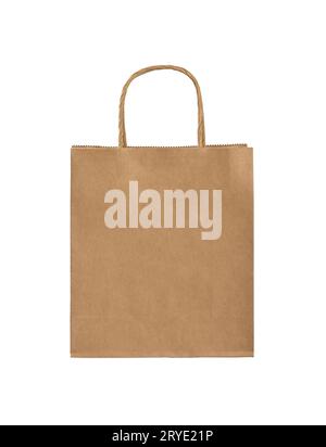 Brown paper shopping bag isolated on white Stock Photo