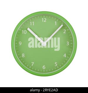 Green wall clock face isolated on white Stock Photo