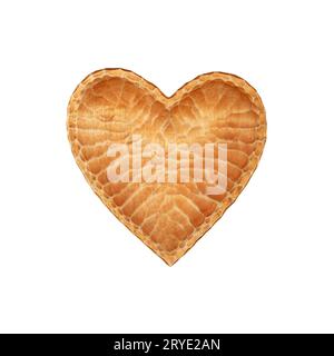 Brown wooden heart shaped bowl isolated on white Stock Photo