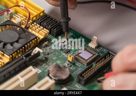 Master repairs chip Stock Photo