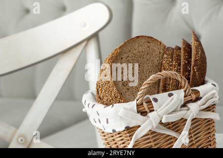 Bread in a wicker basket Stock Photo